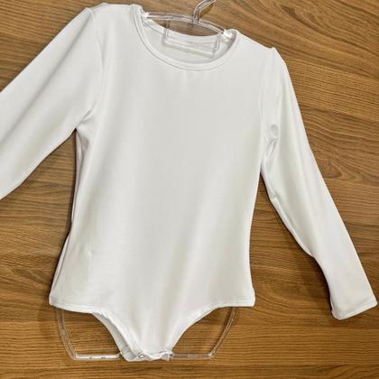 Imagem de Body Ana Castela Country Bore Infantil Roupa Menina  Manga Longa S/ Franja Branco