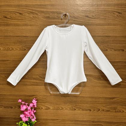 Imagem de Body Ana Castela Country Bore Infantil Roupa Menina  Manga Longa S/ Franja Branco