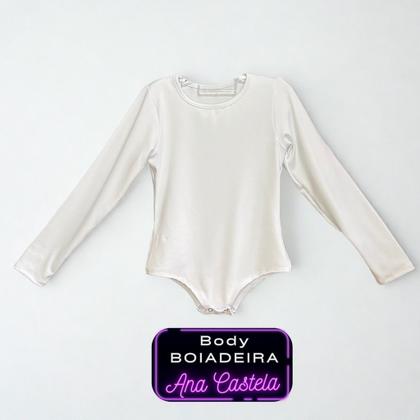 Imagem de Body Ana Castela Country Bore Infantil Roupa Menina  Manga Longa S/ Franja Branco