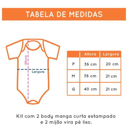 Imagem de Body Bebe Bordado Menino + Mijao Calça Suedine Vira Pé Kit 2 Peças