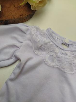 Imagem de Body Bebê Branco Manga Longa de Renda Algodão