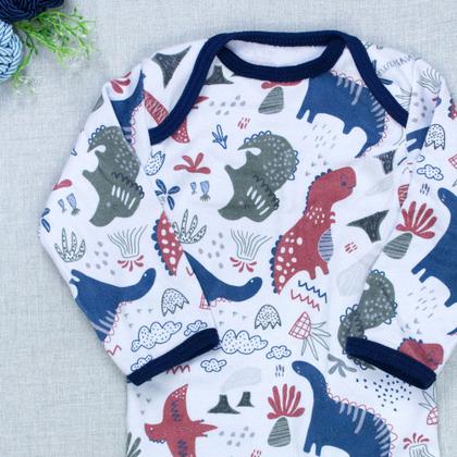 Imagem de Body Bebê Branco Manga Longa - Estampa Dino Divertida