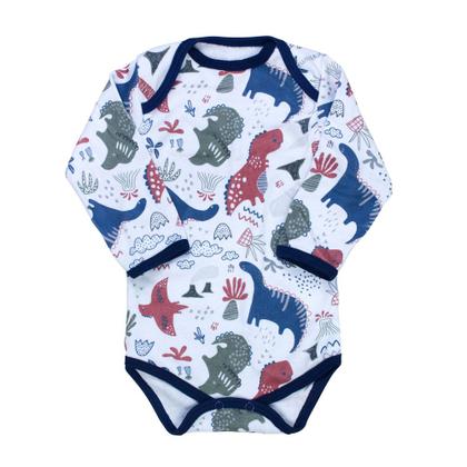 Imagem de Body Bebê Branco Manga Longa - Estampa Dino Divertida