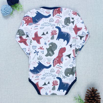 Imagem de Body Bebê Branco Manga Longa - Estampa Dino Divertida