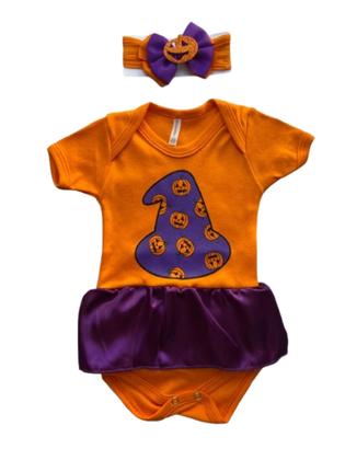 Imagem de Body Bebê Kit Completo Temático Halloween Infantil Menina Mesversário