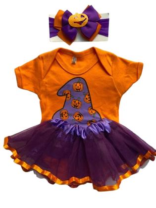 Imagem de Body Bebê Kit Completo Temático Halloween Infantil Menina Mesversário