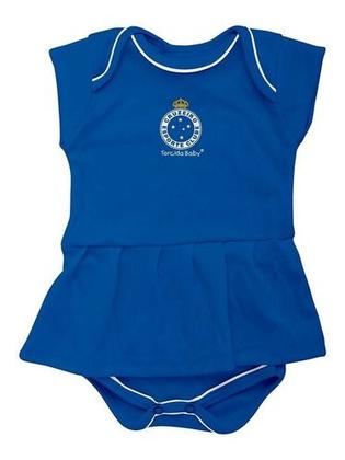 Imagem de Body Bebe Menina Vestido Recem Nascido Cruzeiro Oficial - Azul - P (0-3 meses)