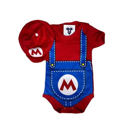 Imagem de Body Bebe Menino Super Mario + Boina - Temático Mesversário