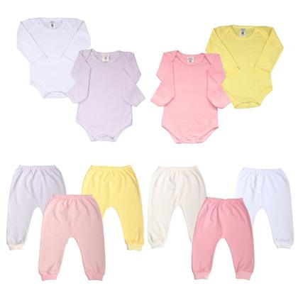 Imagem de Body Bebê + Mijão Liso E Estampado Kit C/36 Peças Roupa Bebê