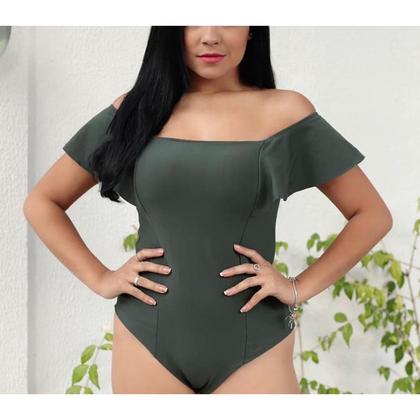 Imagem de Body blusa babado no ombro decote reto confortável feminino