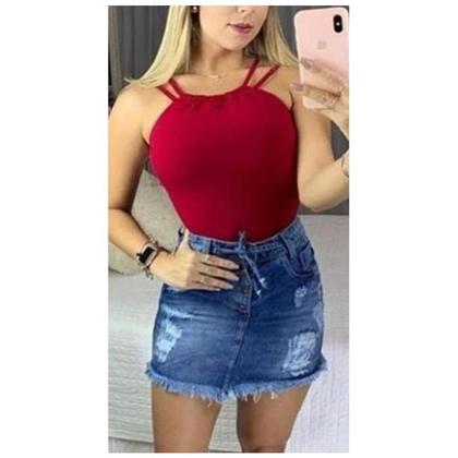 Imagem de Body blusa feminino franzido na frente duas alças estilo