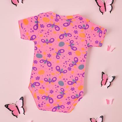 Imagem de Body Borboleta Feliz em Rosa Bossa Estilo para Bebê Menina