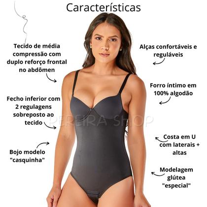 Imagem de Body Bory Cinta Modeladora Média Forte Compressão Com Bojo 1601