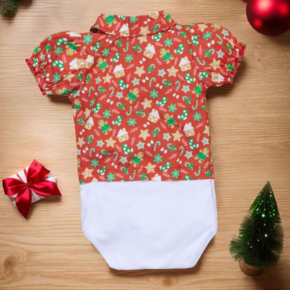 Imagem de Body Camisa para Bebê Menina Temático Natal Vermelho