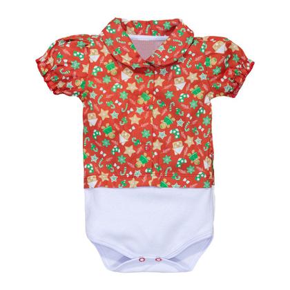 Imagem de Body Camisa para Bebê Menina Temático Natal Vermelho