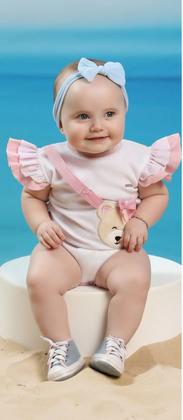 Imagem de Body Canelado Bebê Menina Bordado Verão Lessa Kids Rf 8785