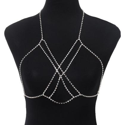 Imagem de Body chain sutiã vazado com strass ref:125 - bijuteria
