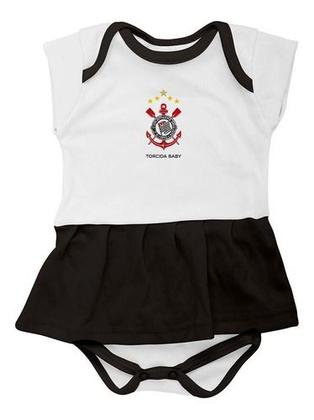 Imagem de Body Corinthians Bebe + Pantufa + Lacinho Menina Oficial - Branco - M (3-6 meses)