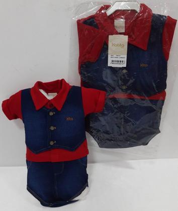 Imagem de Body Curto Luxo Jeans Bebê Menino Verão Katita Kids Ref 2241