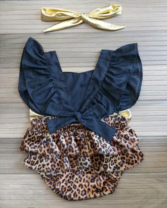 Imagem de Body de Bebê Infantil Estampado De Onça Leopardo Marrom Claro E Escuro
