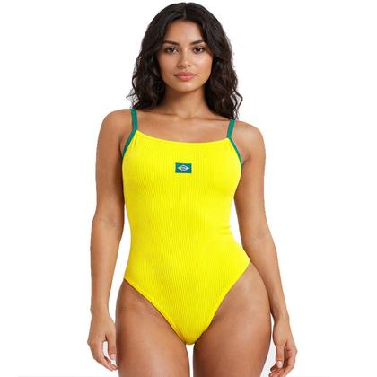 Imagem de Body do brasil feminino copa do mundo tecido canelado anarruga body regata do brasil verde amarelo