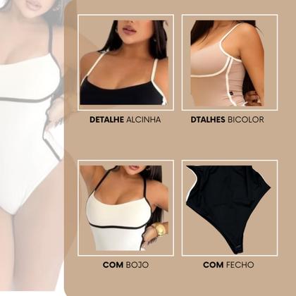 Imagem de Body Feminino Bicolor Alcinha Lançamento Moda Blogueira Com Fecho e Com Bojo
