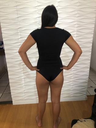 Imagem de Body  Feminino Decote Redondo Manga Curta Blusa Verão Gola Caréca com Fecho