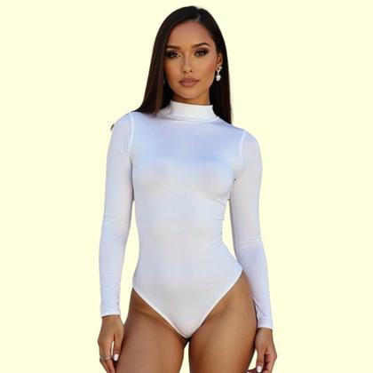 Imagem de Body Feminino Manga Longa Blusa Adulto Liso Alta Qualidade