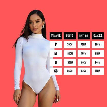 Imagem de Body Feminino Manga Longa Blusa Adulto Liso Alta Qualidade