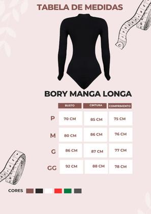 Imagem de Body Feminino manga longa gola alta Cacharrel Segunda Pele Suplex Premium Moda Bory Bore