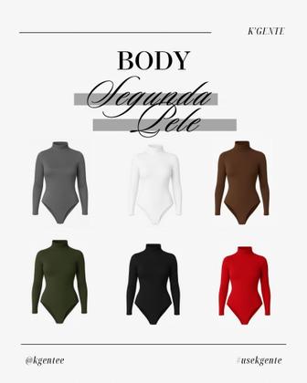 Imagem de Body Feminino manga longa gola alta Cacharrel Segunda Pele Suplex Premium Moda Bory Bore