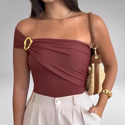 Imagem de Body Feminino Ombro com Fivela Poliamida Suplex Look Elegante Orgânico bori body Verão Elegante