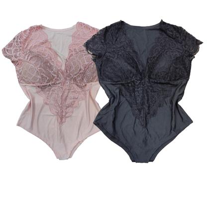 Imagem de Body Feminino Plus Size Rendado Em V Com Bojo Sexy rf 2416