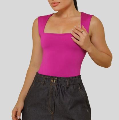 Imagem de Body feminino regata alça larga decote quadrado suplex tecido duplo - conforto elegância tendencia
