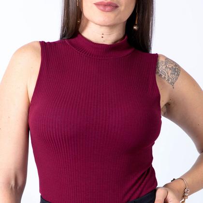 Imagem de Body Feminino Regata Gola Alta Cacharrel Canelado Social