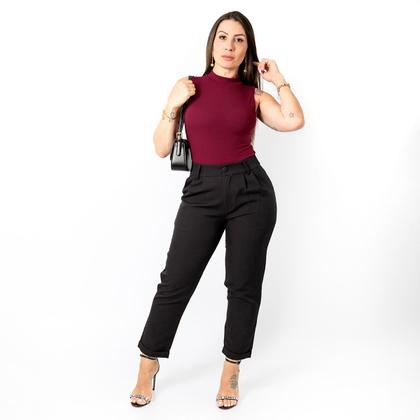 Imagem de Body Feminino Regata Gola Alta Cacharrel Canelado Social