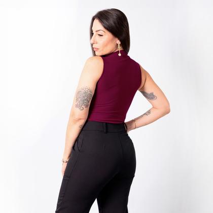 Imagem de Body Feminino Regata Gola Alta Cacharrel Canelado Social