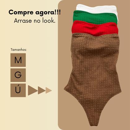 Imagem de Body Feminino sem alça Sem Alça Com Fecho Com Bojo Tecido Grosso 3D Bubble