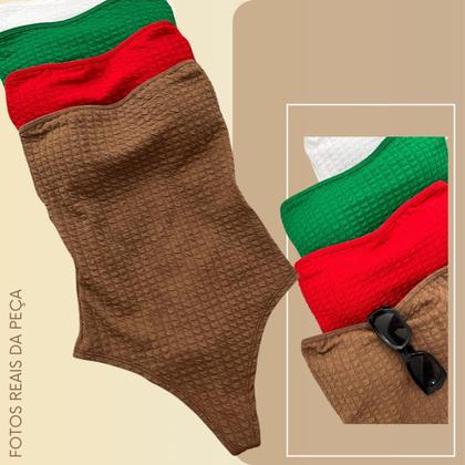 Imagem de Body Feminino sem alça Sem Alça Com Fecho Com Bojo Tecido Grosso 3D Bubble