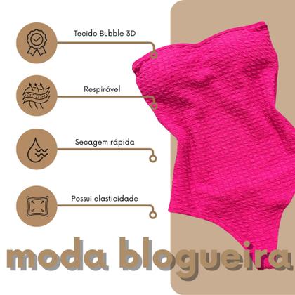 Imagem de Body Feminino sem alça Sem Alça Com Fecho Com Bojo Tecido Grosso 3D Bubble