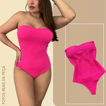 Imagem de Body Feminino sem alça Sem Alça Com Fecho Com Bojo Tecido Grosso 3D Bubble