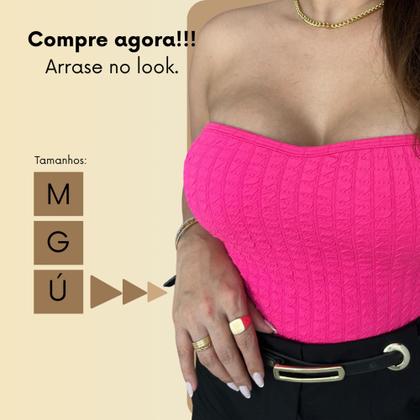 Imagem de Body Feminino sem alça Sem Alça Com Fecho Com Bojo Tecido Grosso 3D Bubble