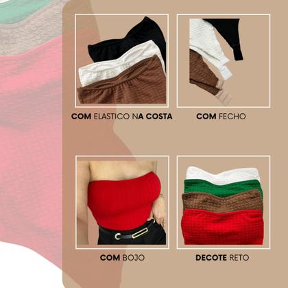 Imagem de Body Feminino sem alça Sem Alça Com Fecho Com Bojo Tecido Grosso 3D Bubble