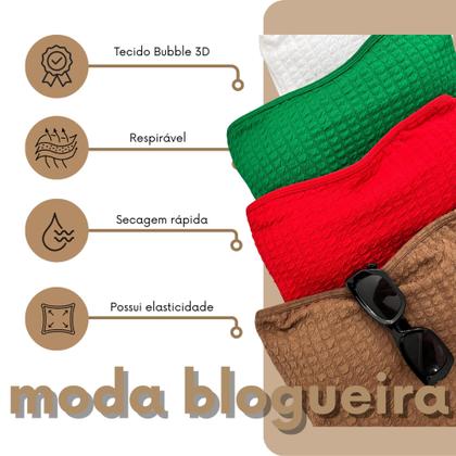 Imagem de Body Feminino sem alça Sem Alça Com Fecho Com Bojo Tecido Grosso 3D Bubble