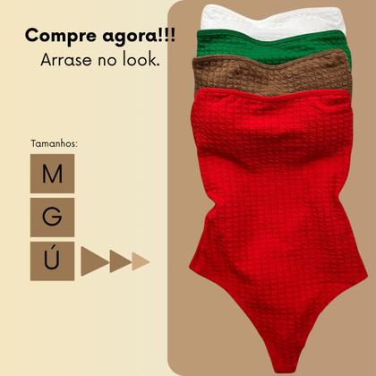 Imagem de Body Feminino sem alça Sem Alça Com Fecho Com Bojo Tecido Grosso 3D Bubble