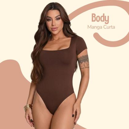 Imagem de Body Feminino Suplex Romantic Decote Quadrado Manga Curta Bori Modelador Elegante Blogueira