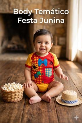 Imagem de Body Festa Junina Bebê Mesversário Caipira Papilloo