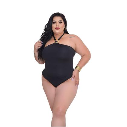 Imagem de Body Frente Única Plus Size Detalhe Bijoux No Pescoço