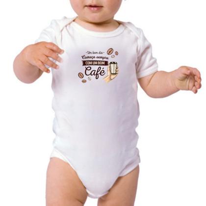 Imagem de Body infantil Dia comeca com cafe