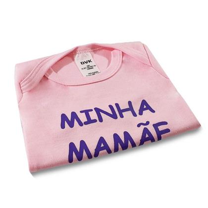 Imagem de Body infantil Manga longa Bebe Menina Tecido Suedine Personalizado Frase Minha Mamae É A Melhor Rosa 100 algodão Baby Deluxe